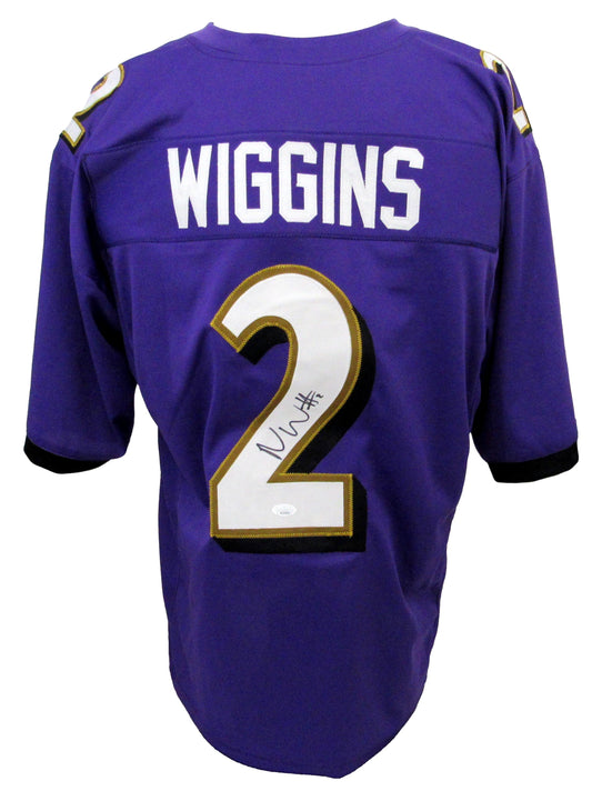 Nate Wiggins Signed/Autographed Custom Football Jersey Ravens JSA 204795