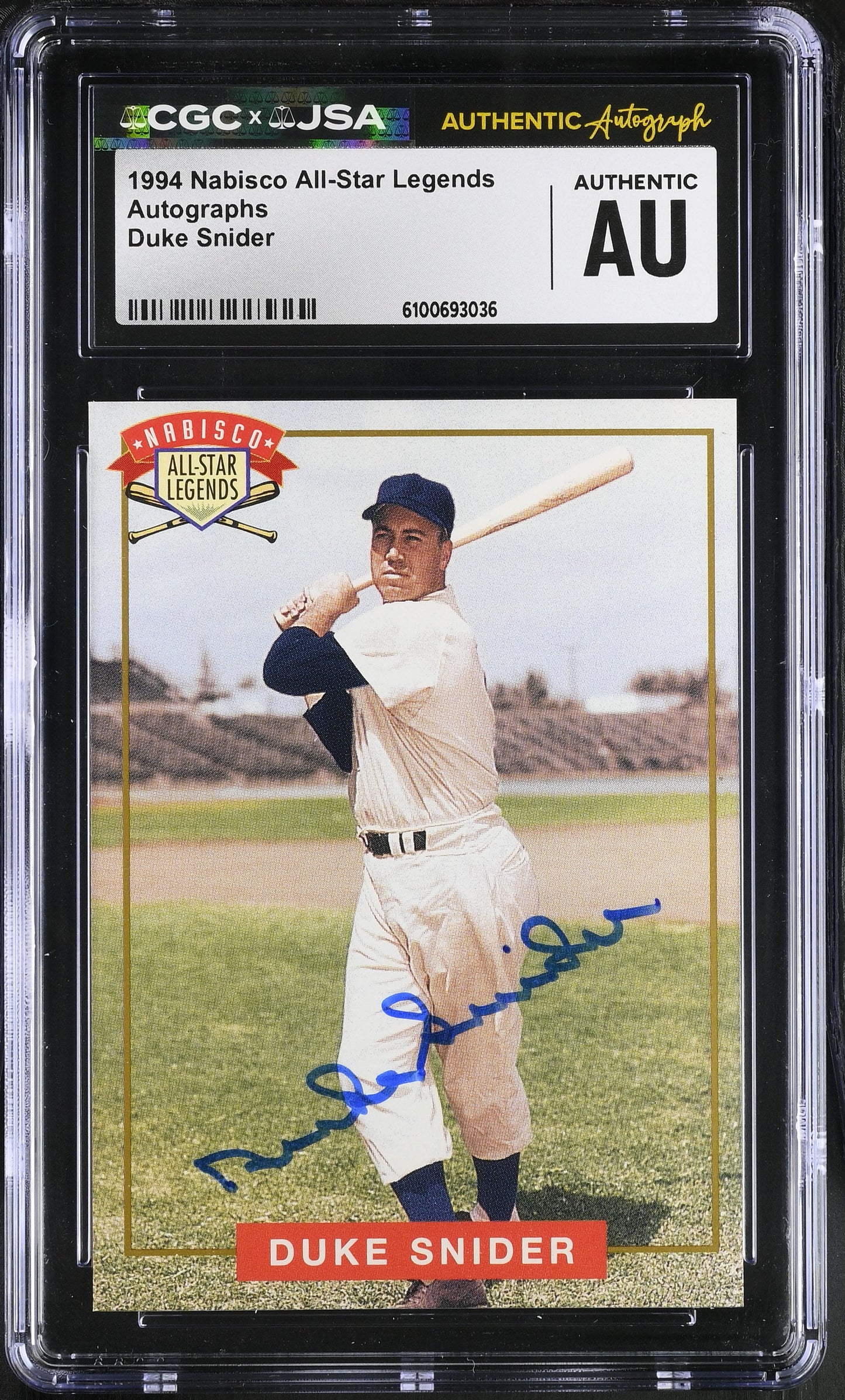 Duke Snider 1994 Nabisco All-Star Legends Signed Card HOF CGC x JSA BA206385