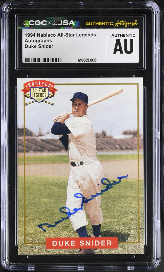 Duke Snider 1994 Nabisco All-Star Legends Signed Card HOF CGC x JSA BA206385