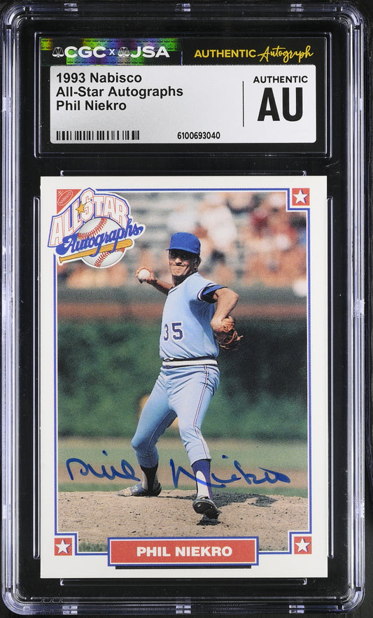 Phil Niekro 1993 Nabisco All-Star Autographs Signed Card HOF CGC x JSA BA206387