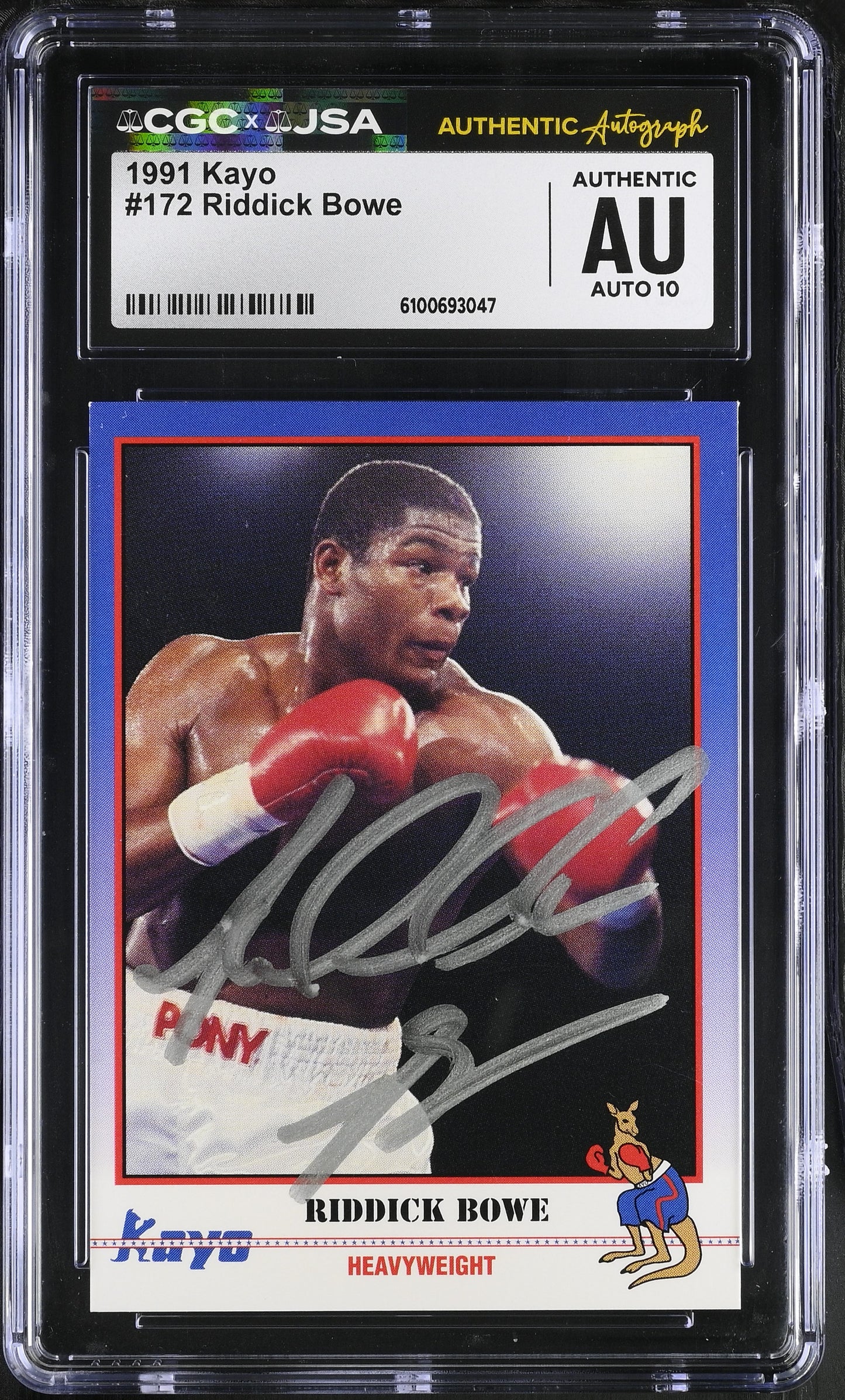 Riddick Bowe 1991 Kayo Signed/Auto Boxing Card #172 CGC x JSA 10 BA206393