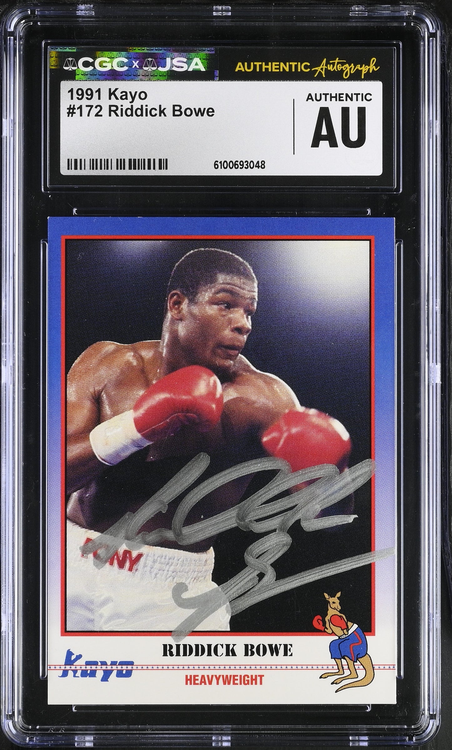 Riddick Bowe 1991 Kayo Signed/Auto Boxing Card #172 CGC x JSA BA206394