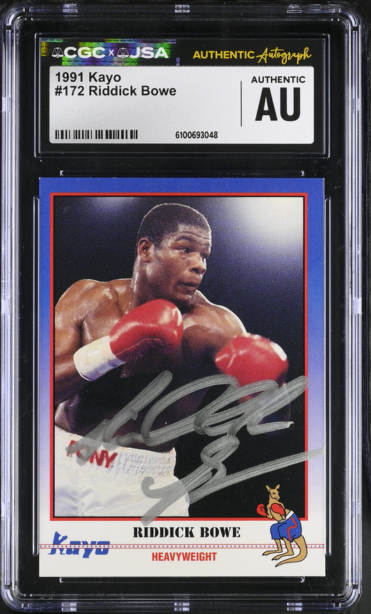 Riddick Bowe 1991 Kayo Signed/Auto Boxing Card #172 CGC x JSA BA206394