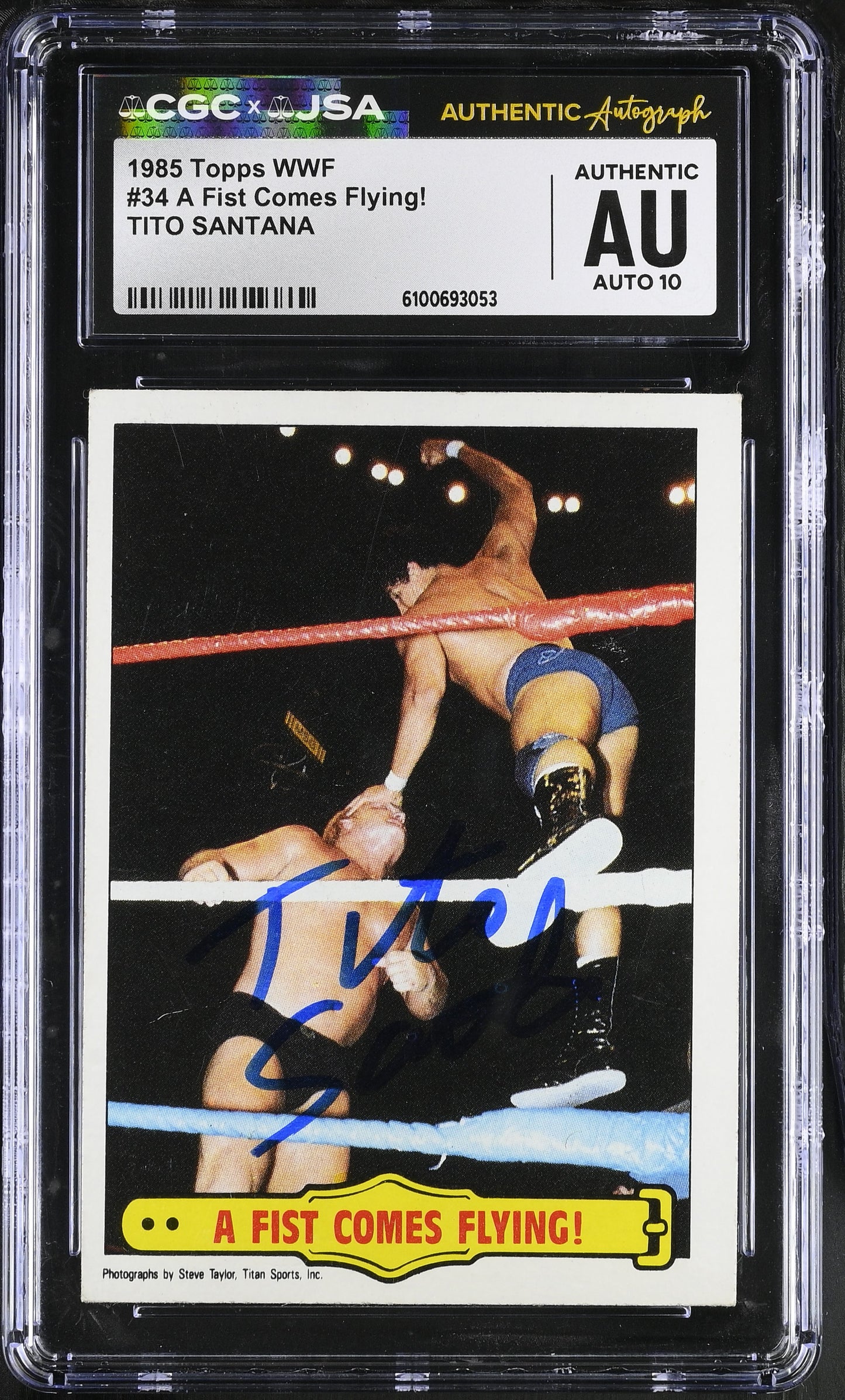 Tito Santana 1985 Topps WWF Signed/Autographed Card #34 CGC x JSA 10 BA206396