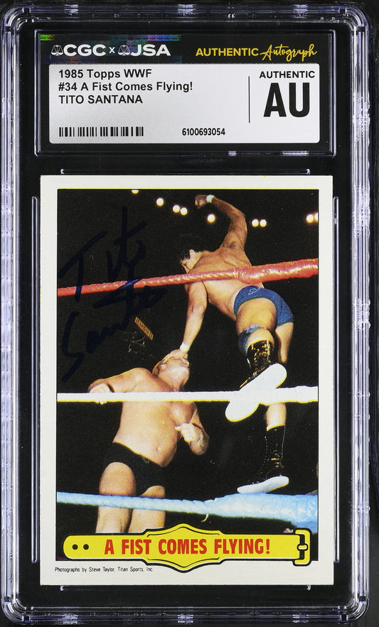 Tito Santana 1985 Topps WWF Signed/Autographed Card #34 CGC x JSA BA206397