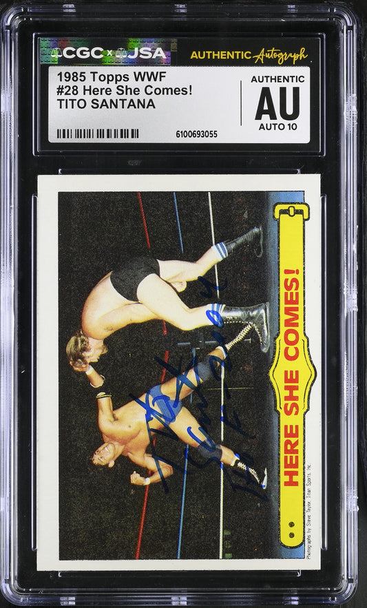Tito Santana 1985 Topps WWF Signed/Autographed Card #28 CGC x JSA 10 BA206398