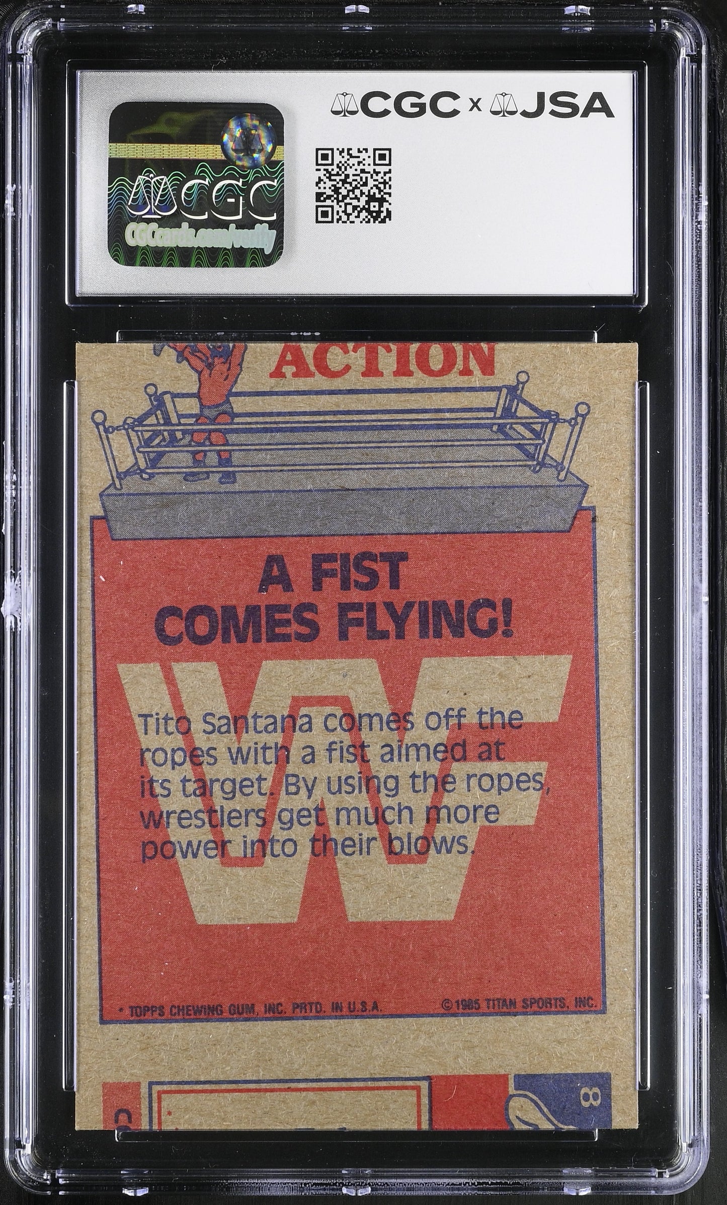 Tito Santana 1985 Topps WWF Signed/Auto Miscut Card #34 CGC x JSA 10 BA206399