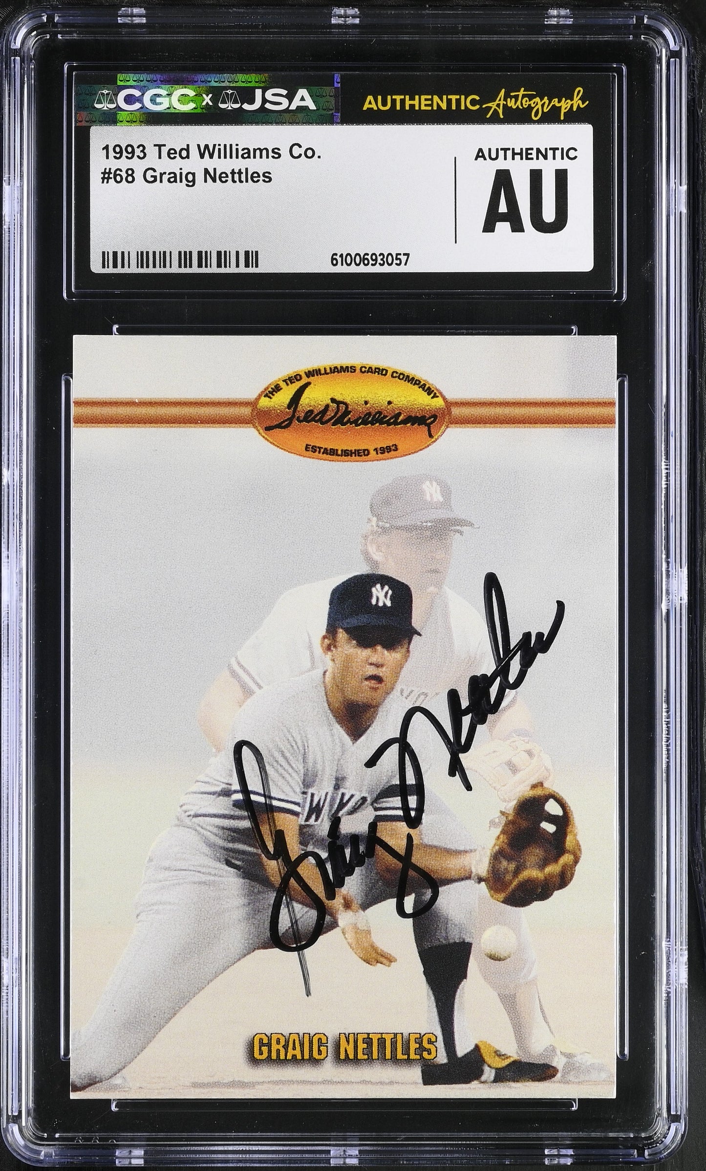Graig Nettles 1993 Ted Williams Co. Signed/Auto Card #68 CGC x JSA BA206400