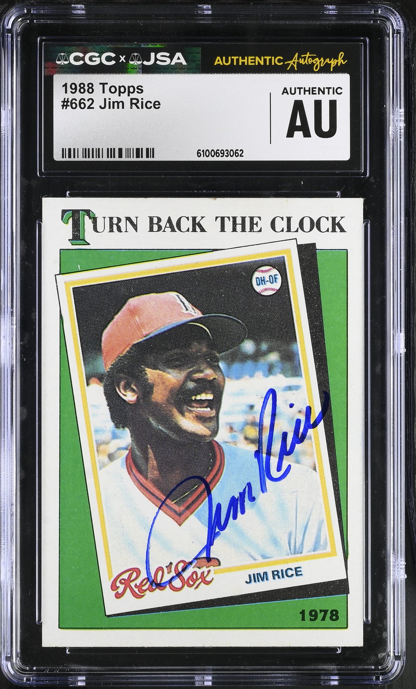 Jim Rice 1988 Topps Signed/Autographed Card #662 HOF CGC x JSA Red Sox BA206401