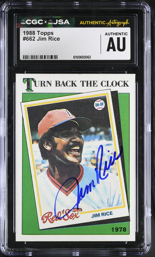 Jim Rice 1988 Topps Signed/Autographed Card #662 HOF CGC x JSA Red Sox BA206401