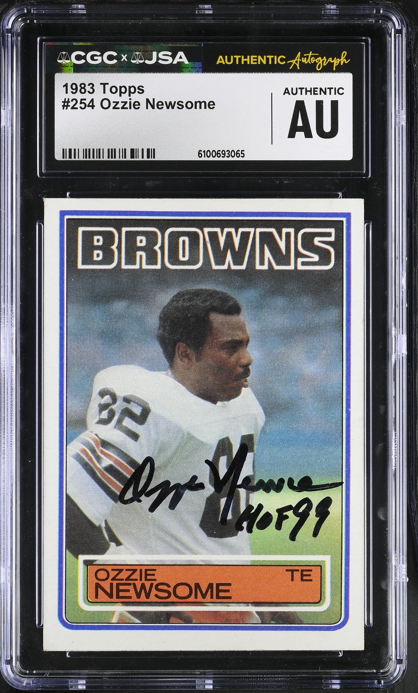 Ozzie Newsome 1983 Topps Signed/Autographed Card #254 HOF CGC x JSA BA206402