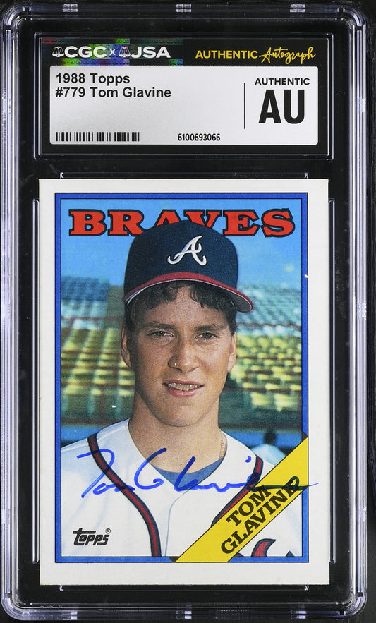 Tom Glavine 1988 Topps Signed/Autographed Card #779 HOF CGC x JSA BA206403