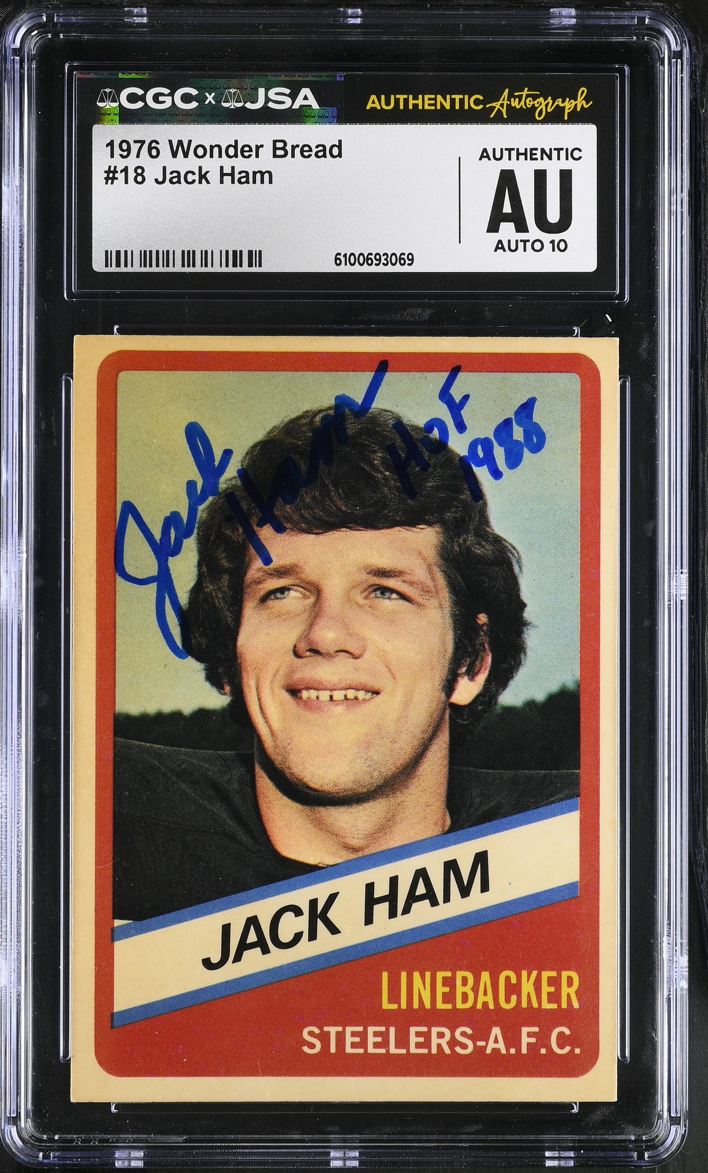 Jack Ham 1976 Wonder Bread Signed/Autographed Card #18 HOF CGC x JSA 10 BA206406
