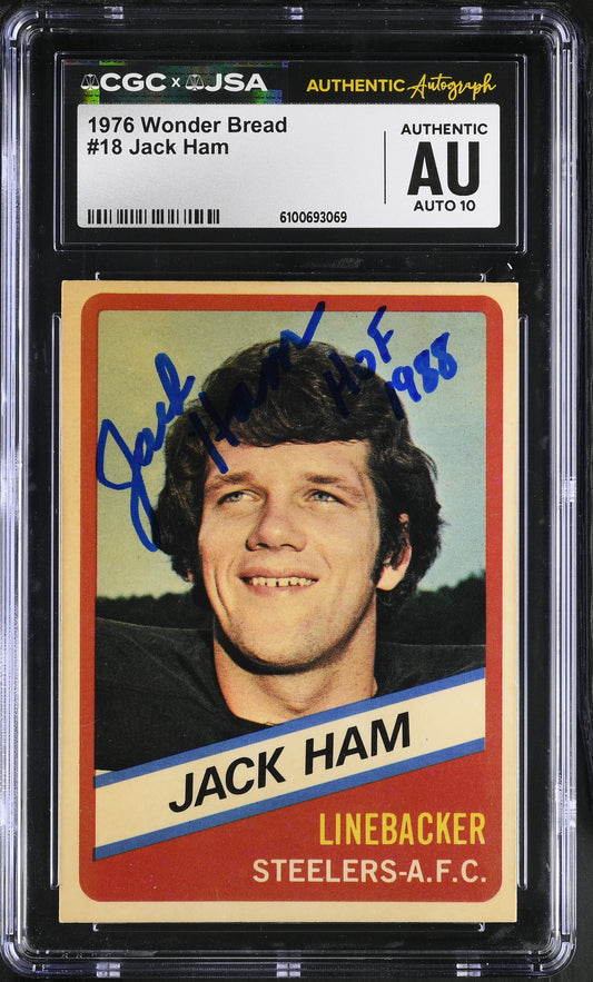 Jack Ham 1976 Wonder Bread Signed/Autographed Card #18 HOF CGC x JSA 10 BA206406