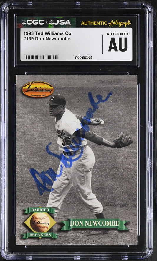 Don Newcombe 1993 Ted Williams Co. Signed/Auto Card #139 CGC x JSA BA206411
