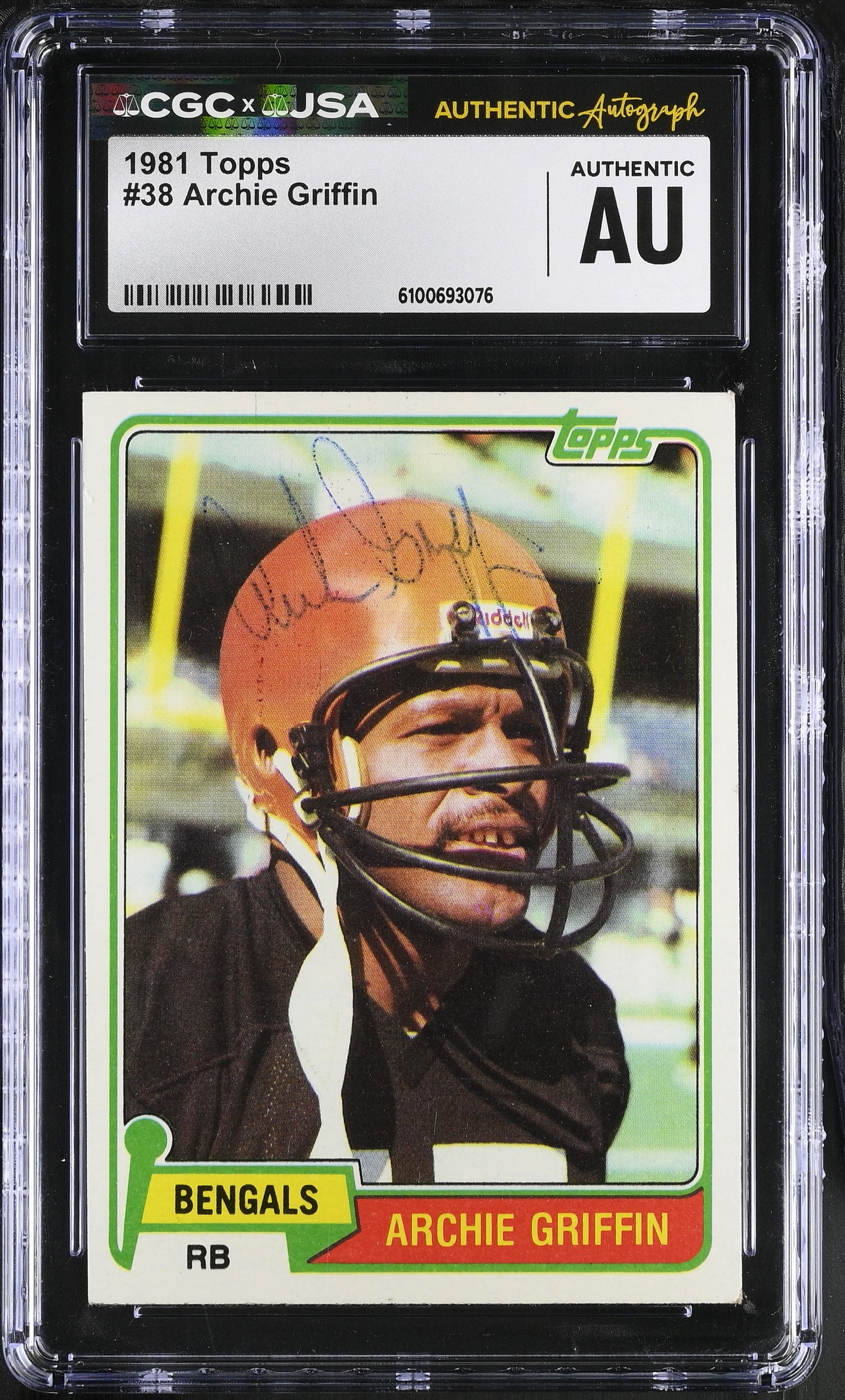 Archie Griffin 1981 Topps Signed/Autographed Card #38 CGC x JSA Bengals BA206413