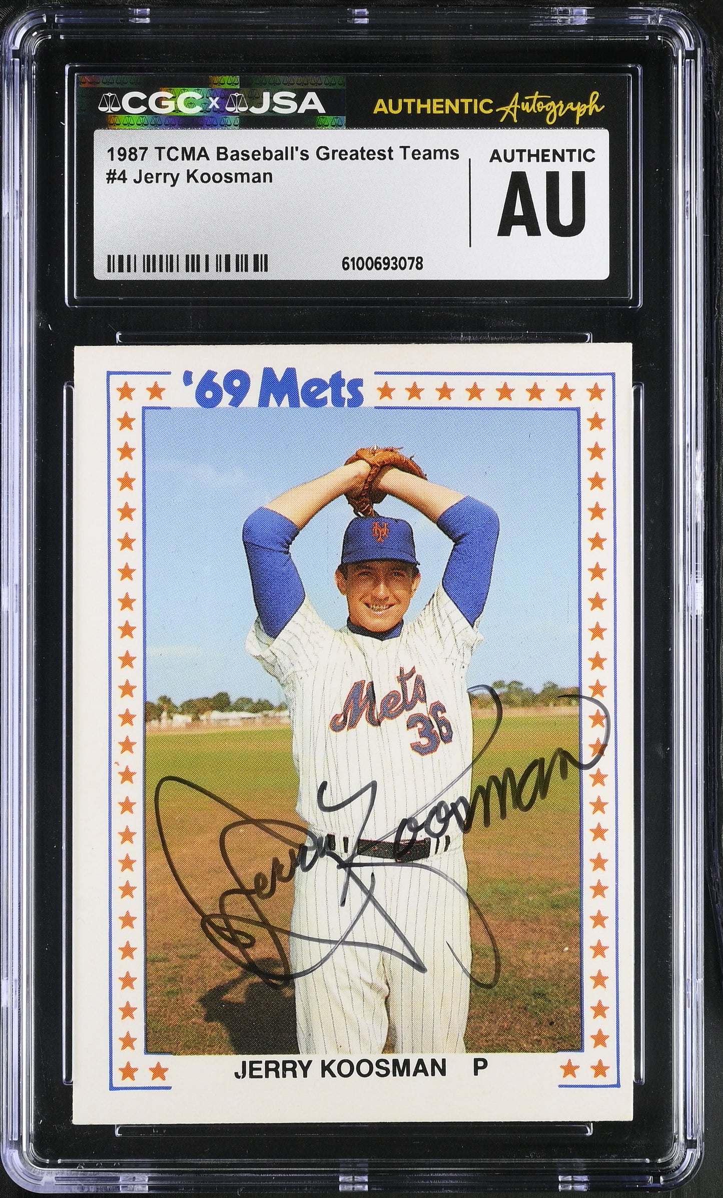 Jerry Koosman 1987 TCMA Signed/Autographed Card #4 CGC x JSA Mets BA206415
