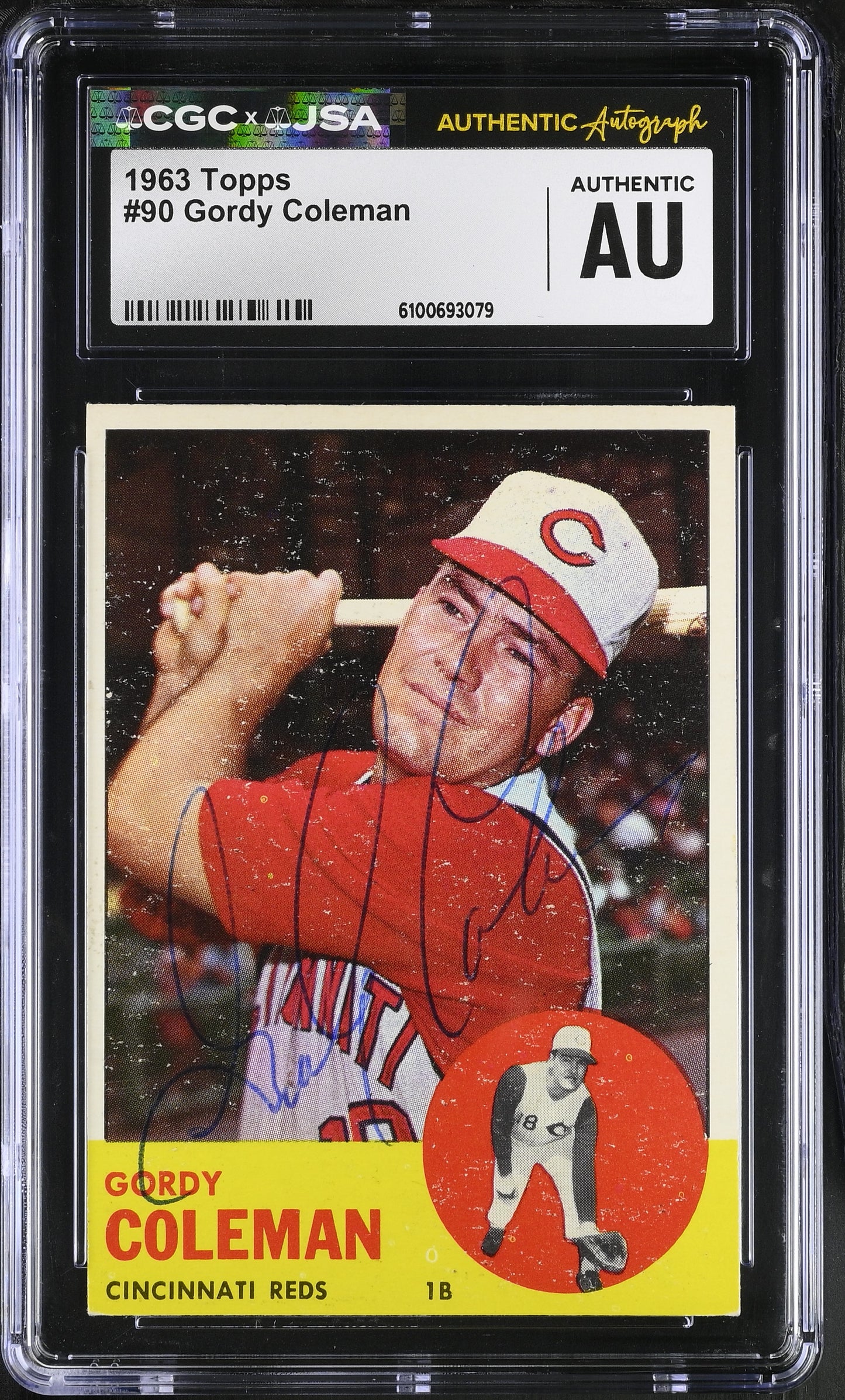 Gordy Coleman 1963 Topps Signed/Autographed Card #90 CGC x JSA Reds BA206416