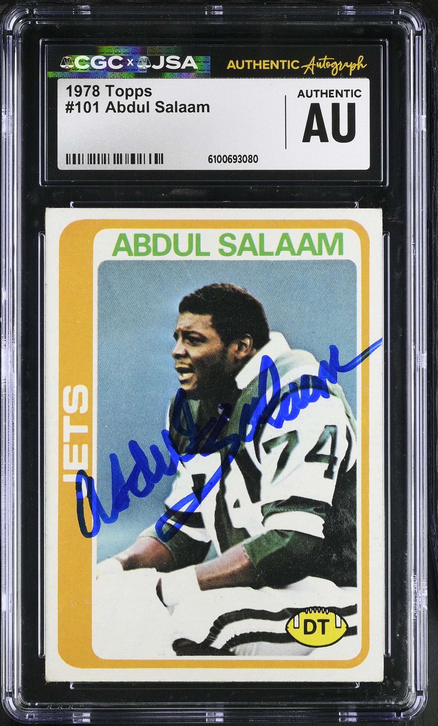 Abdul Salaam 1978 Topps Signed/Autographed Card #101 CGC x JSA Jets BA206417