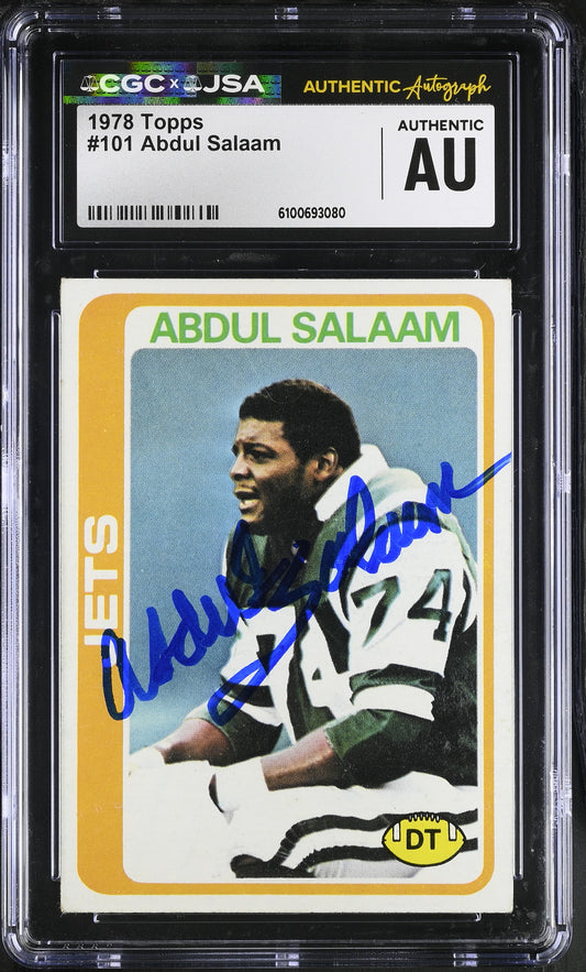 Abdul Salaam 1978 Topps Signed/Autographed Card #101 CGC x JSA Jets BA206417