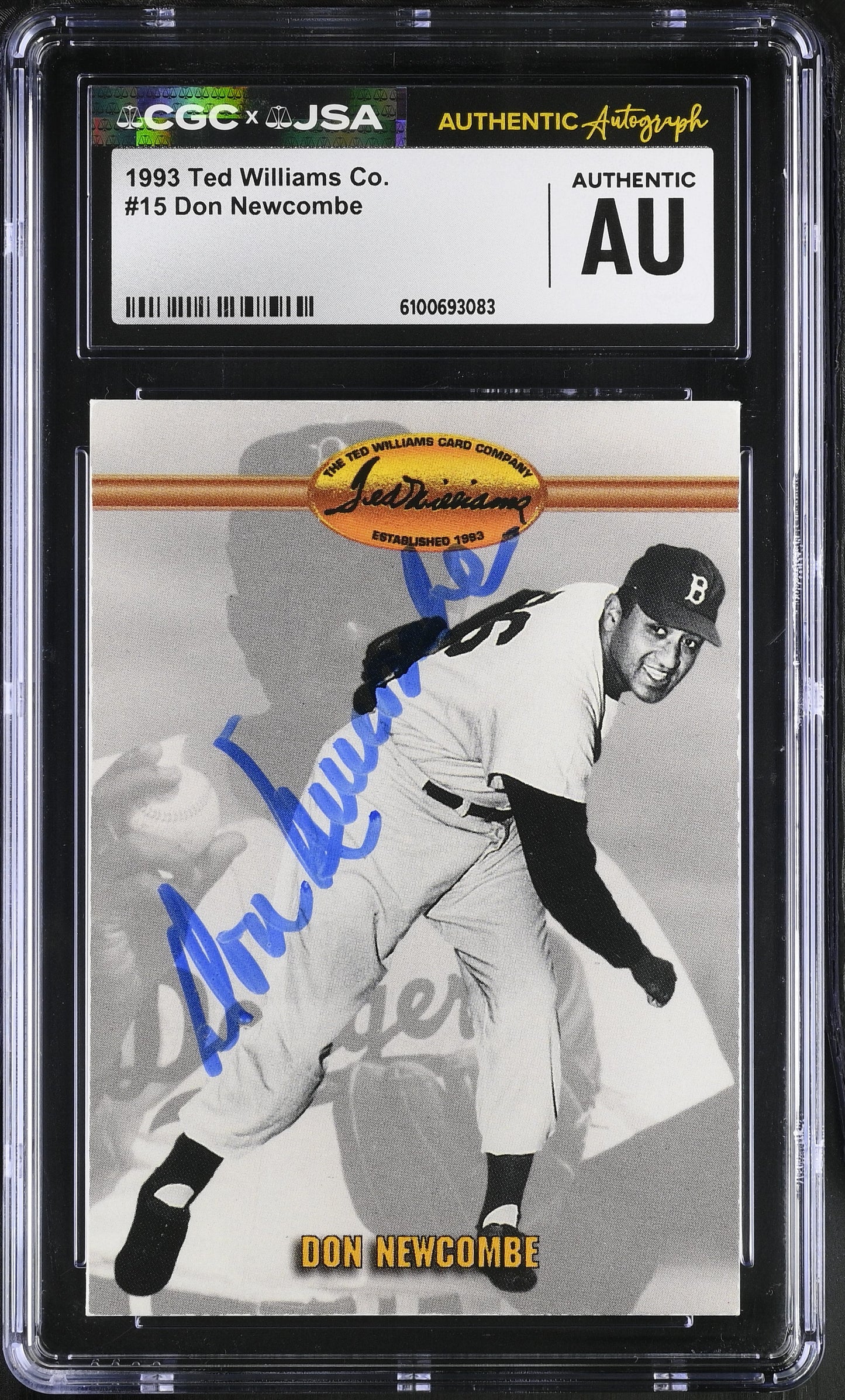 Don Newcombe 1993 Ted Williams Co. Signed/Auto Card #15 CGC x JSA BA206420