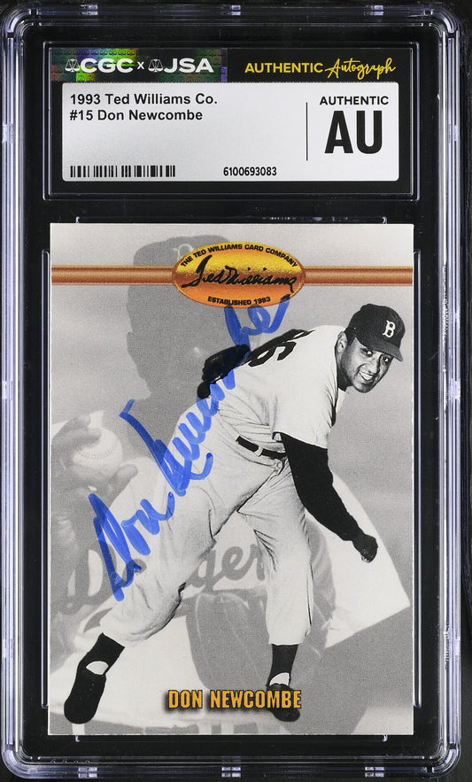 Don Newcombe 1993 Ted Williams Co. Signed/Auto Card #15 CGC x JSA BA206420