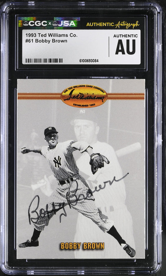 Bobby Brown 1993 Ted Williams Co. Signed/Autographed Card #61 CGC x JSA BA206421