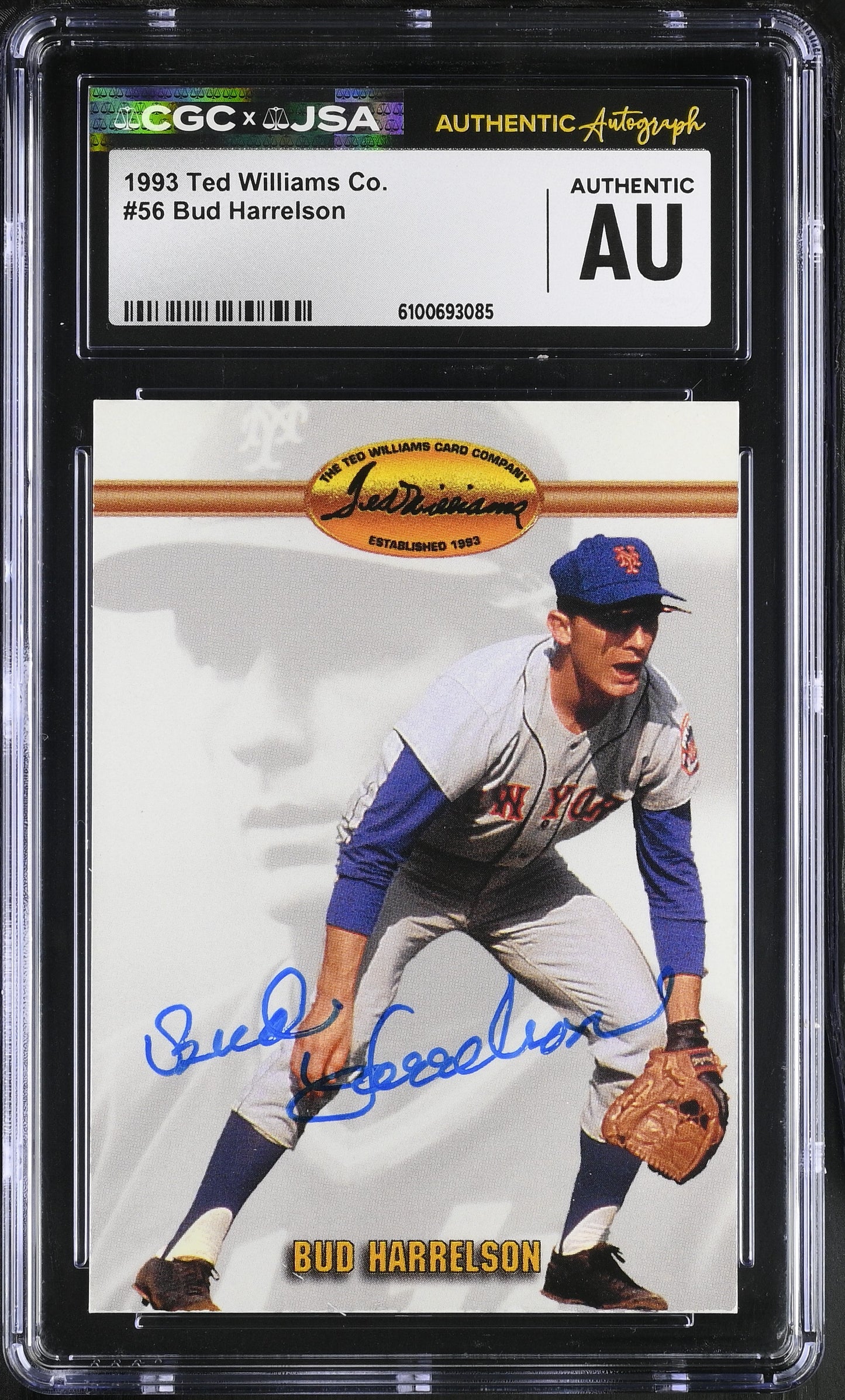 Bud Harrelson 1993 Ted Williams Signed/Autographed Card #56 CGC x JSA BA206422