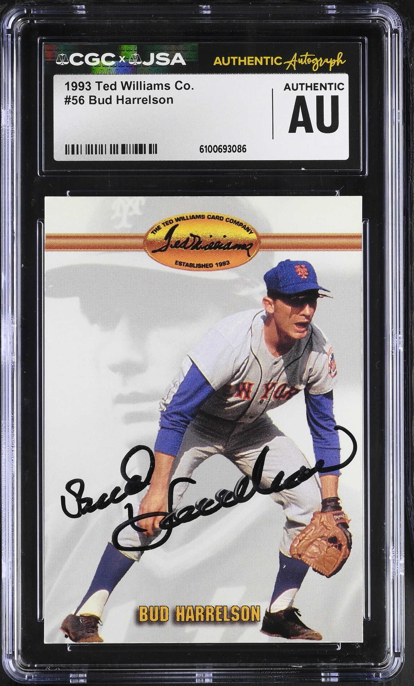 Bud Harrelson 1993 Ted Williams Signed/Autographed Card #56 CGC x JSA BA206423