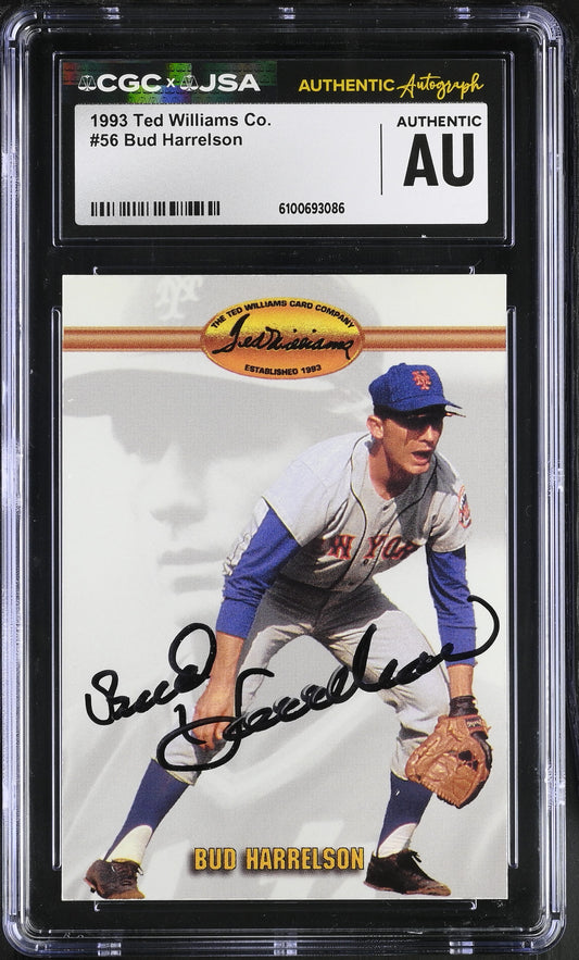 Bud Harrelson 1993 Ted Williams Signed/Autographed Card #56 CGC x JSA BA206423