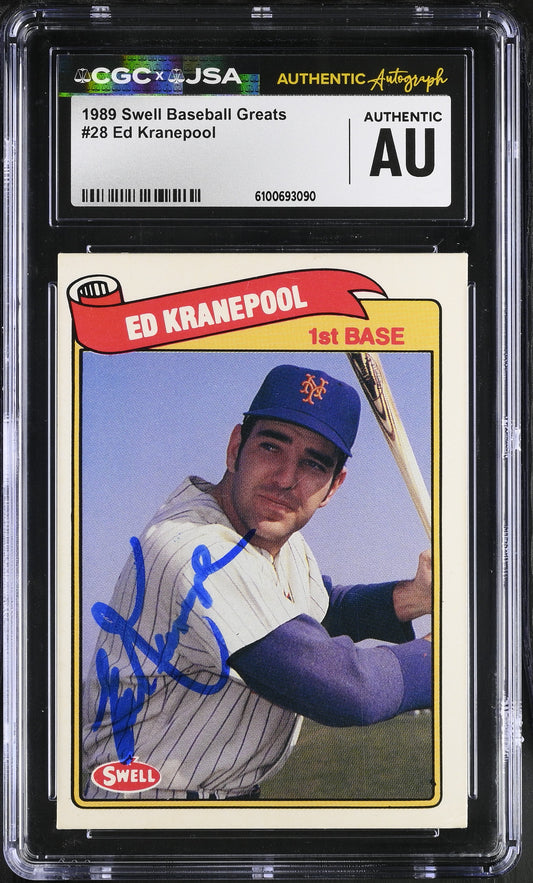 Ed Kranepool 1989 Swell Greats Signed/Autographed Card #28 CGC x JSA BA206427
