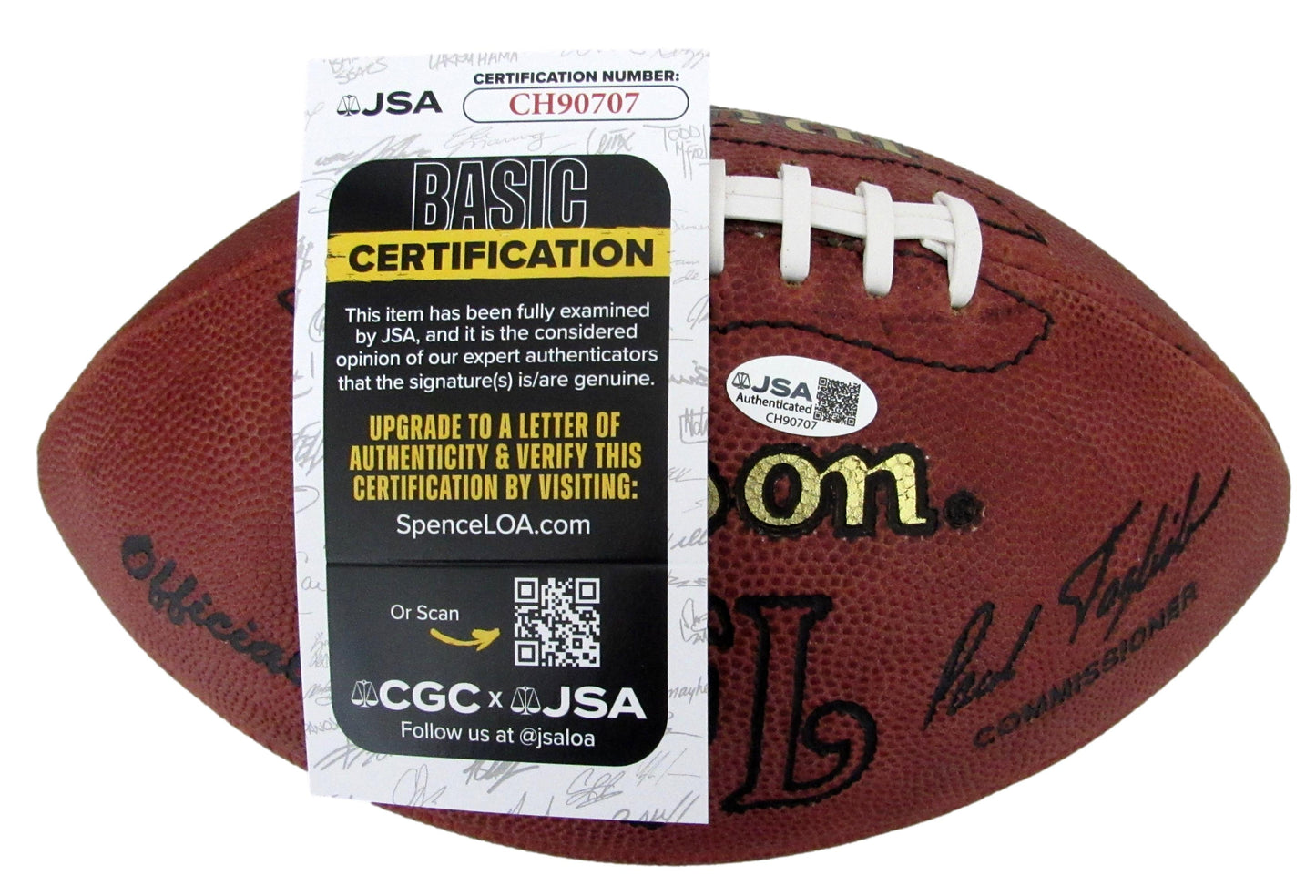 Fran Tarkenton HOF Signed/Inscr Wilson NFL Leather Football Vikings JSA 204870