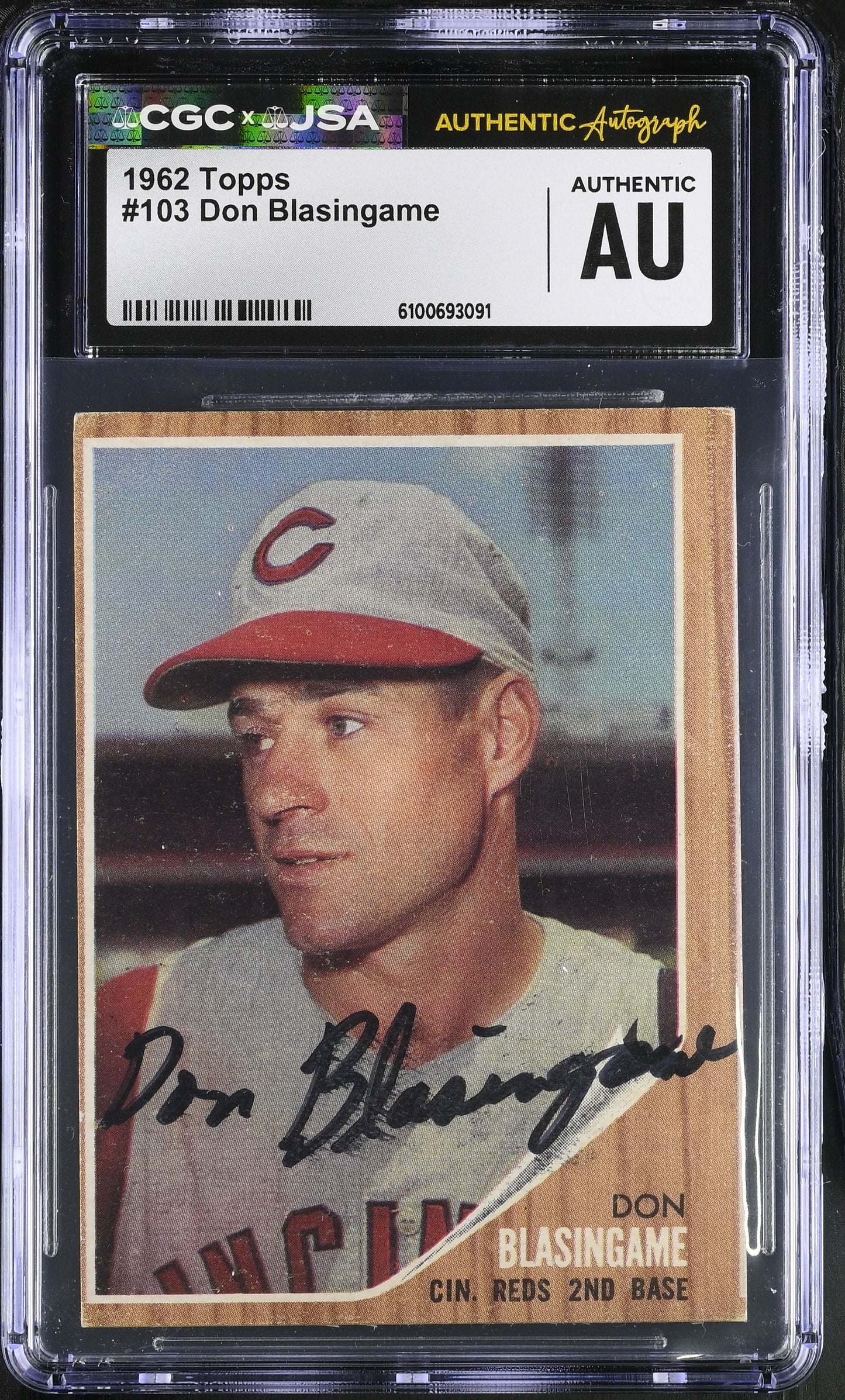 Don Blasingame 1962 Topps Signed/Autographed Card #103 CGC x JSA BA206428