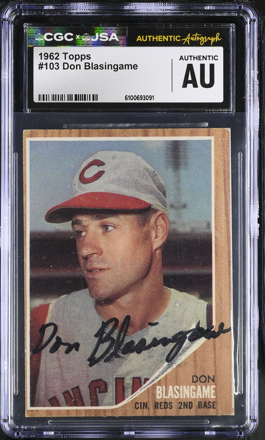 Don Blasingame 1962 Topps Signed/Autographed Card #103 CGC x JSA BA206428