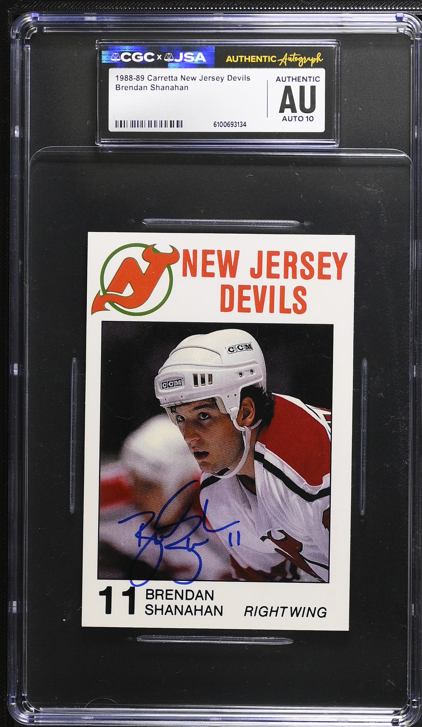Brendan Shanahan 1988-89 Carretta Signed/Autographed Card CGC x JSA 10 BA206431