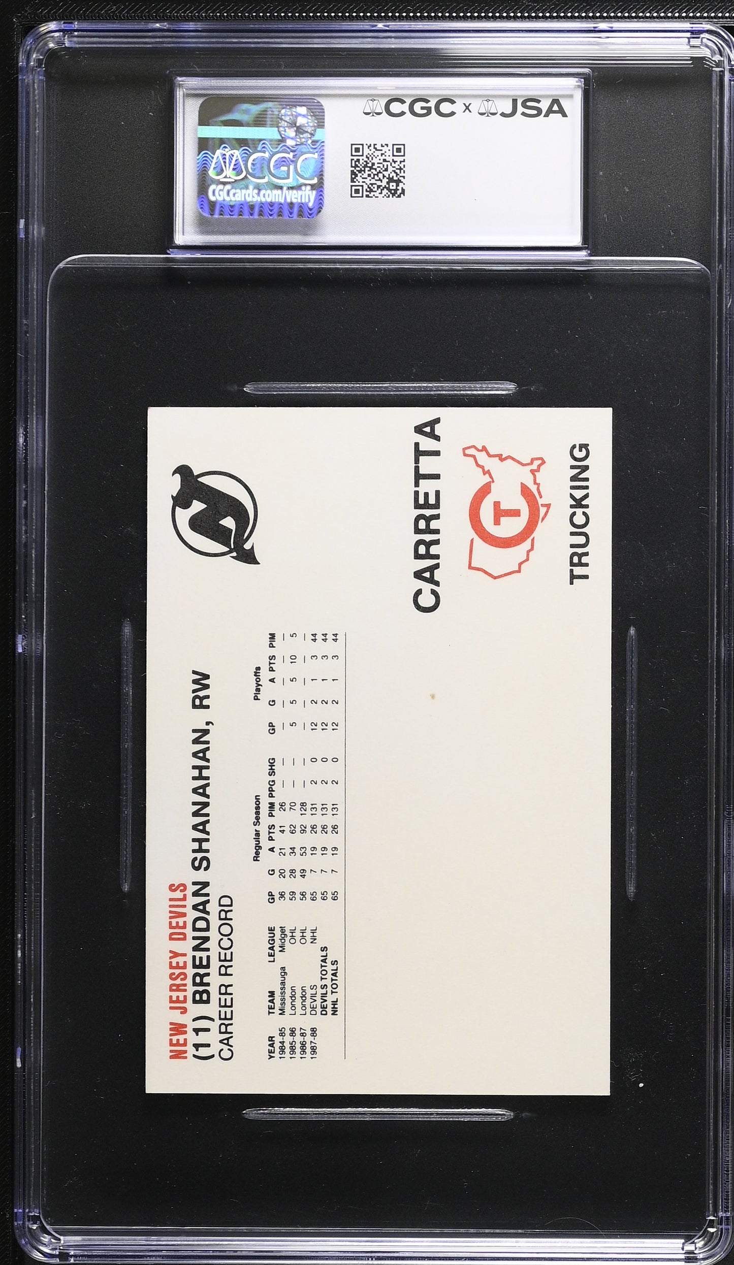 Brendan Shanahan 1988-89 Carretta Signed/Autographed Card CGC x JSA 10 BA206431