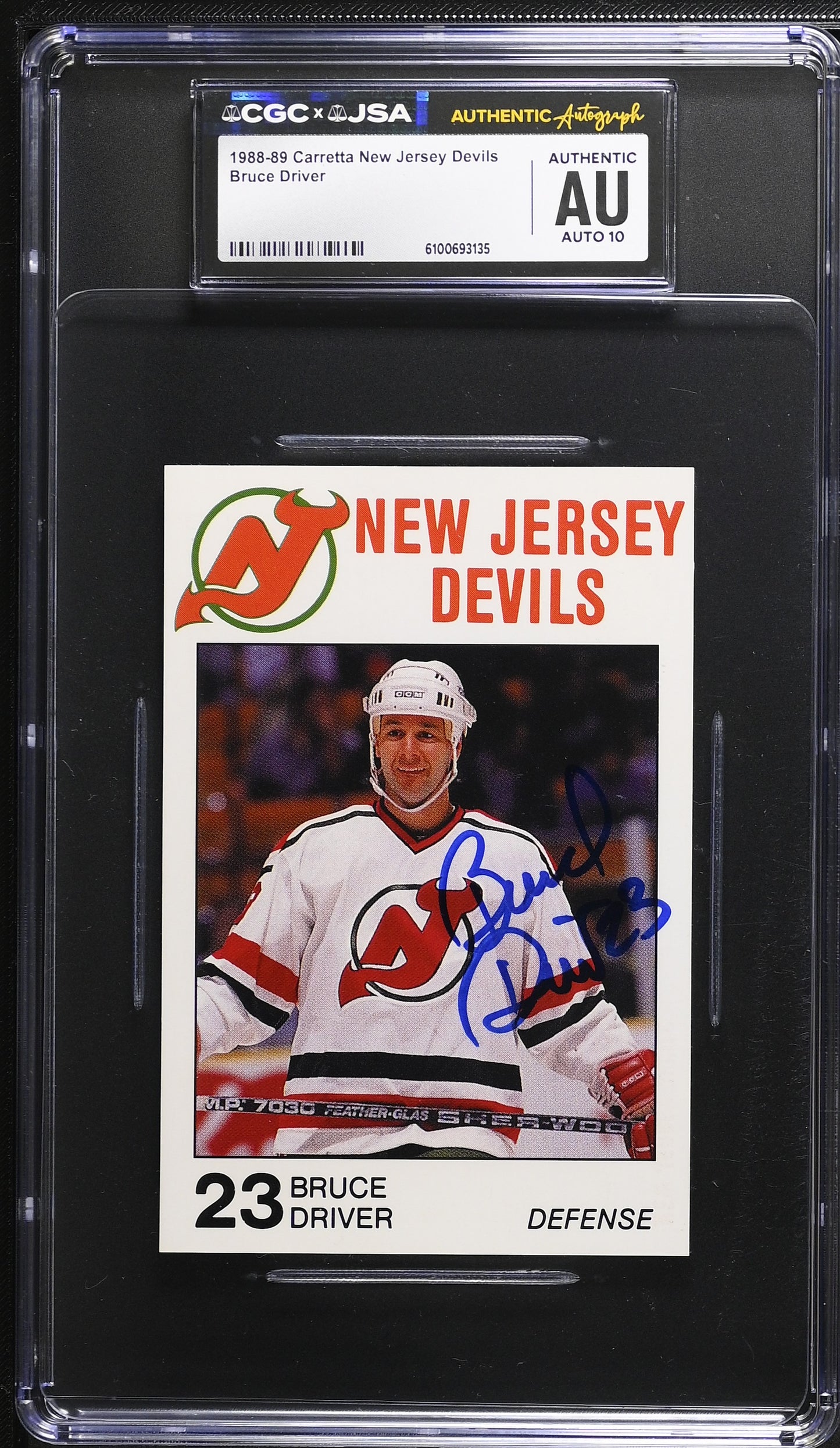 Bruce Driver 1988-89 Carretta Signed/Autographed Card CGC x JSA 10 BA206432