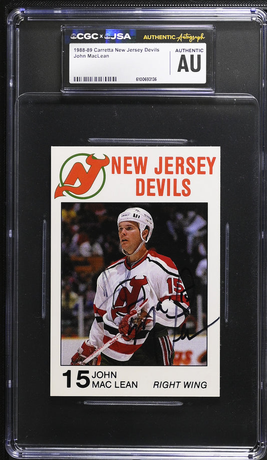 John MacLean 1988-89 Carretta Signed/Autographed Card CGC x JSA BA206433
