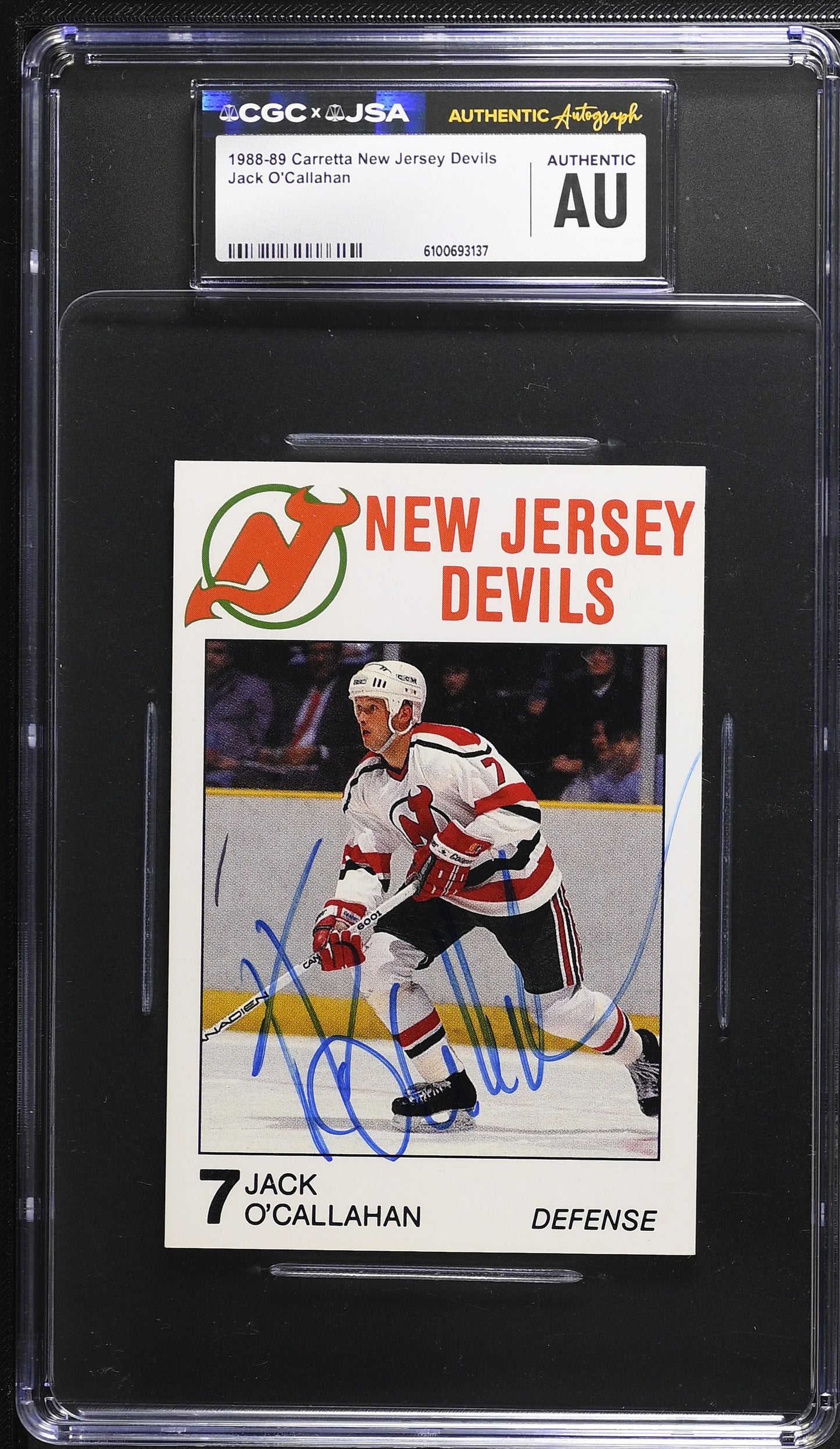 Jack O'Callahan 1988-89 Carretta Signed/Autographed Card CGC x JSA BA206434