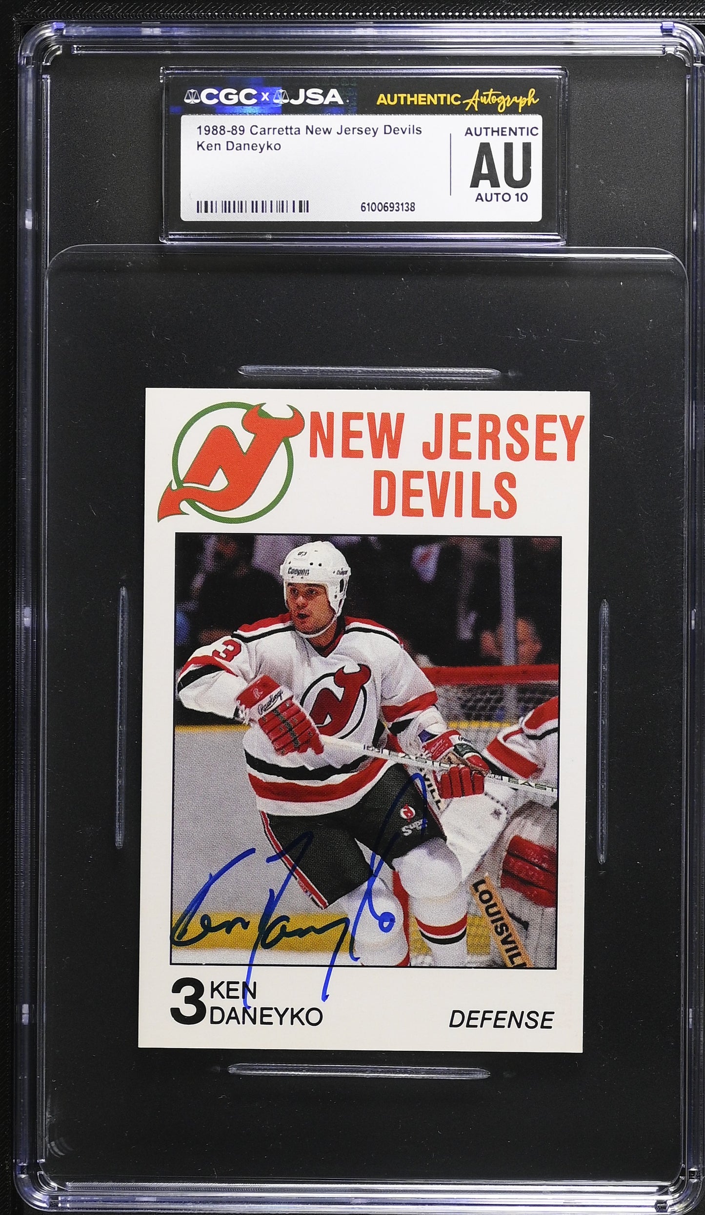 Ken Daneyko 1988-89 Carretta Signed/Autographed Card CGC x JSA 10 BA206435