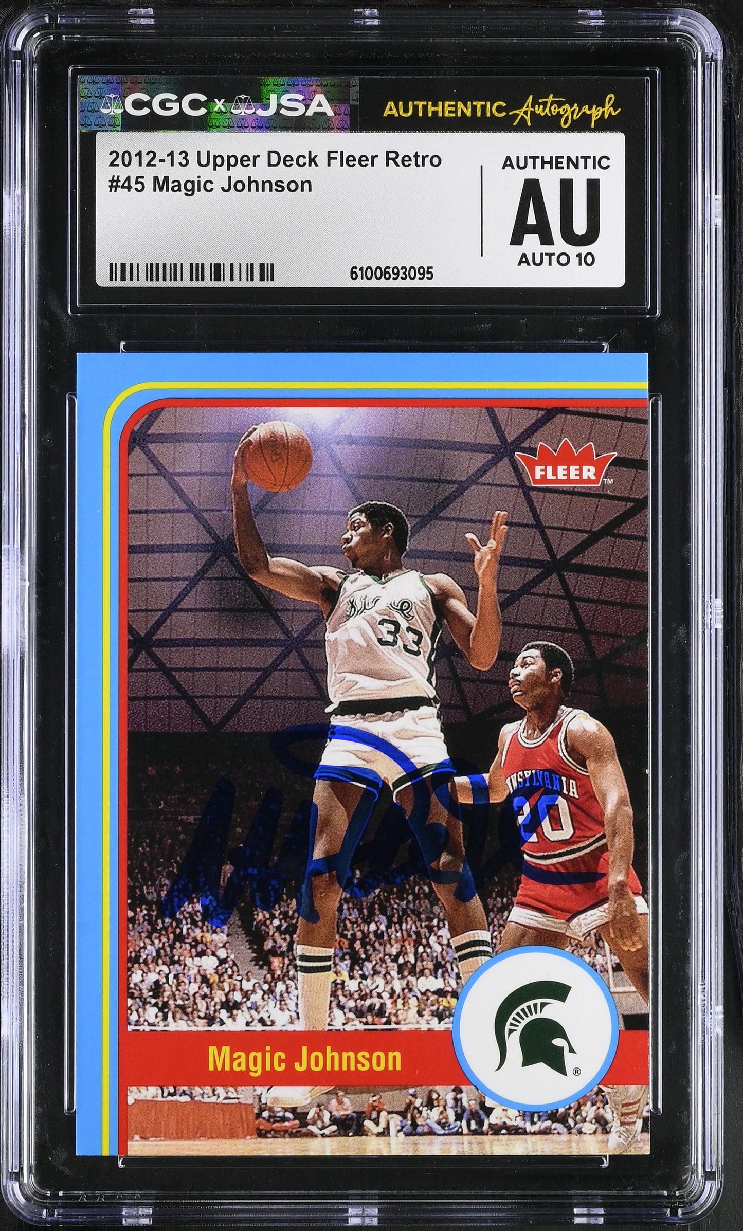 Magic Johnson 2012-13 UD Fleer Retro Signed/Auto Card #45 CGC x JSA 10 BA206483
