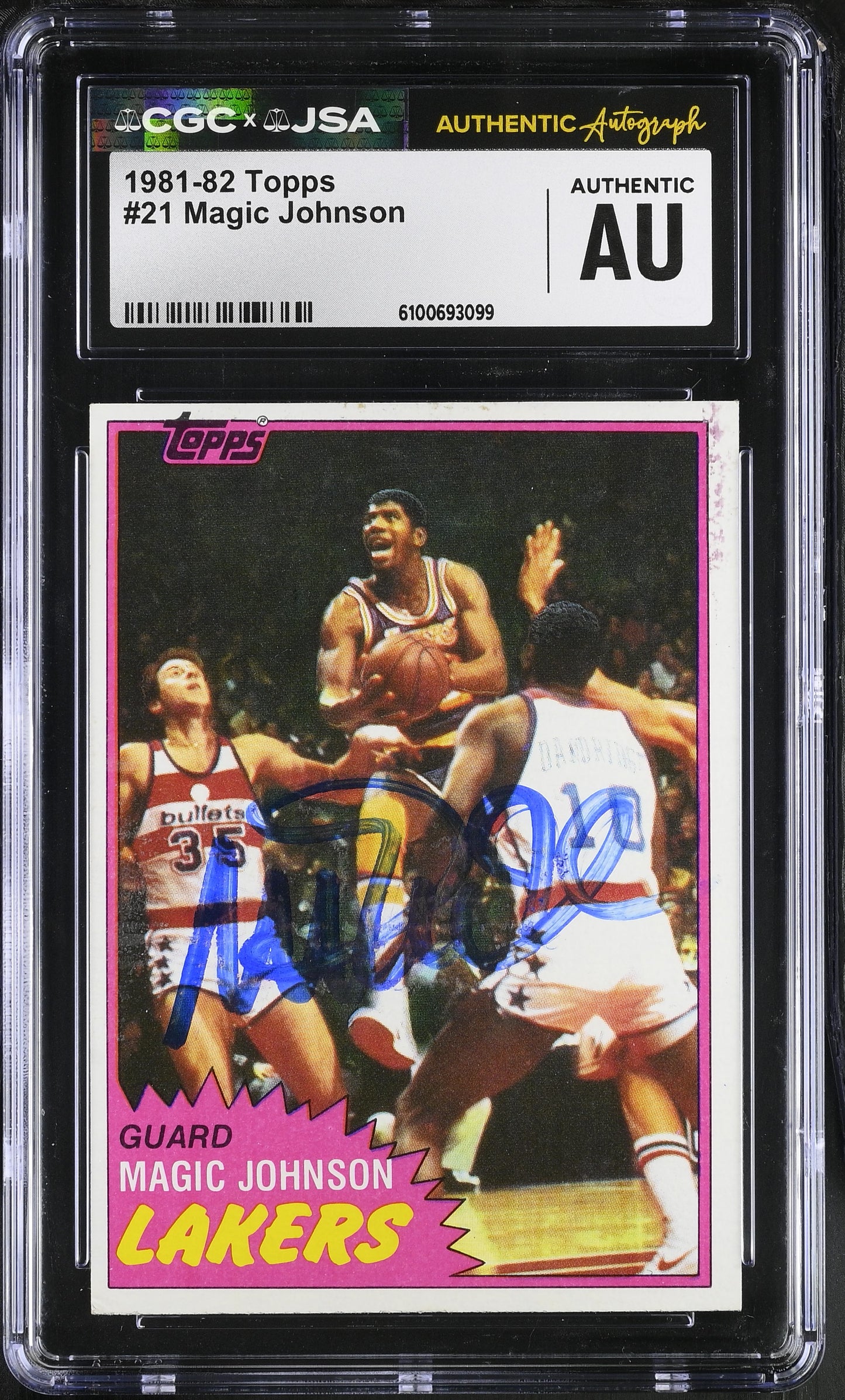 Magic Johnson 1981-82 Topps Signed/Autographed Card #21 CGC x JSA BA206487