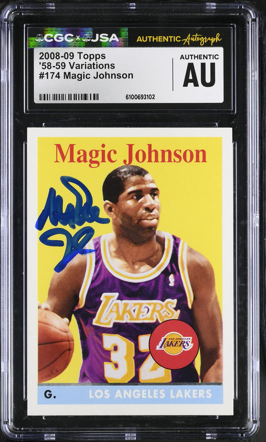 Magic Johnson 2008-09 Topps Variations Signed/Auto Card #174 CGC x JSA BA206490