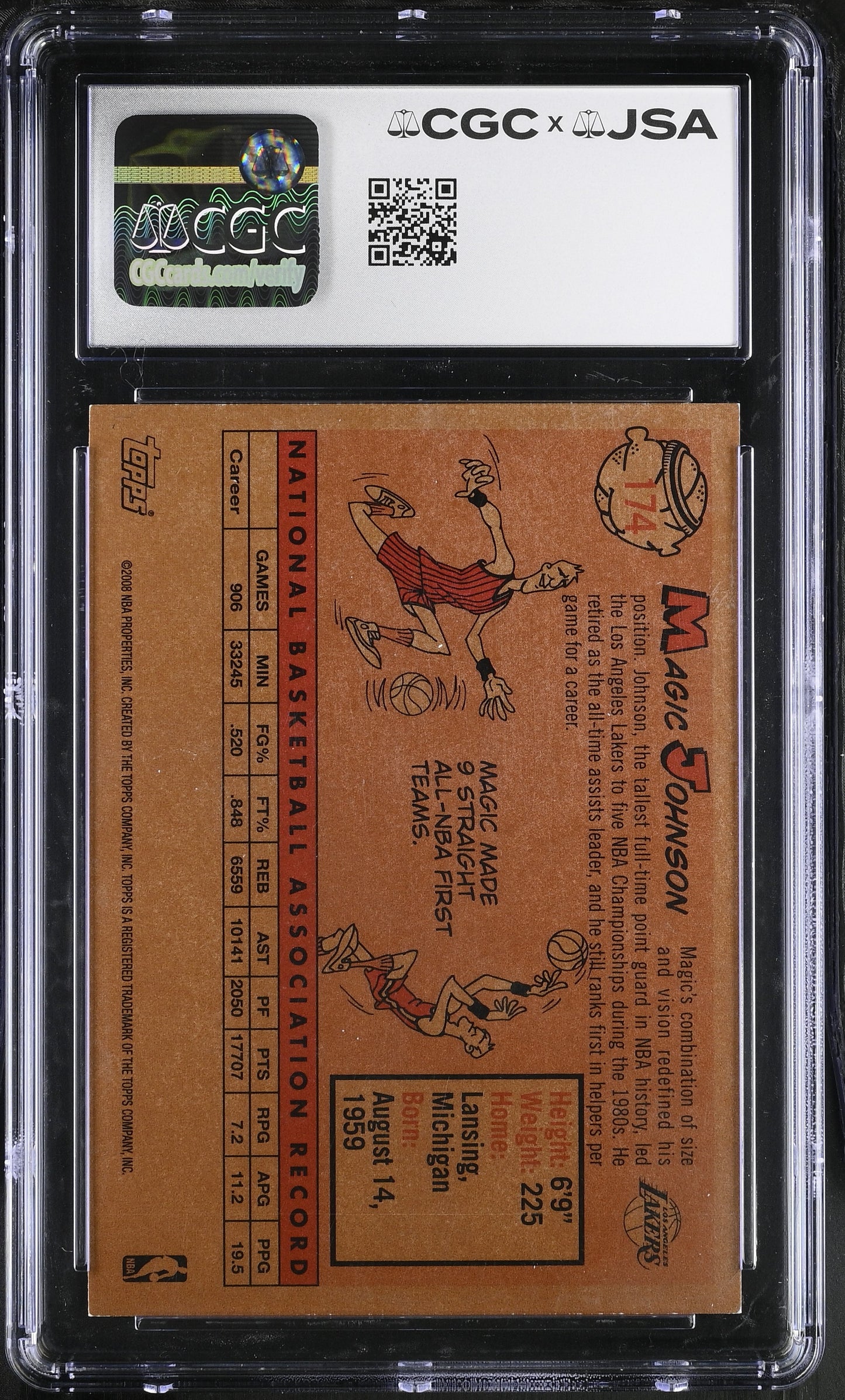 Magic Johnson 2008-09 Topps Variations Signed/Auto Card #174 CGC x JSA BA206490