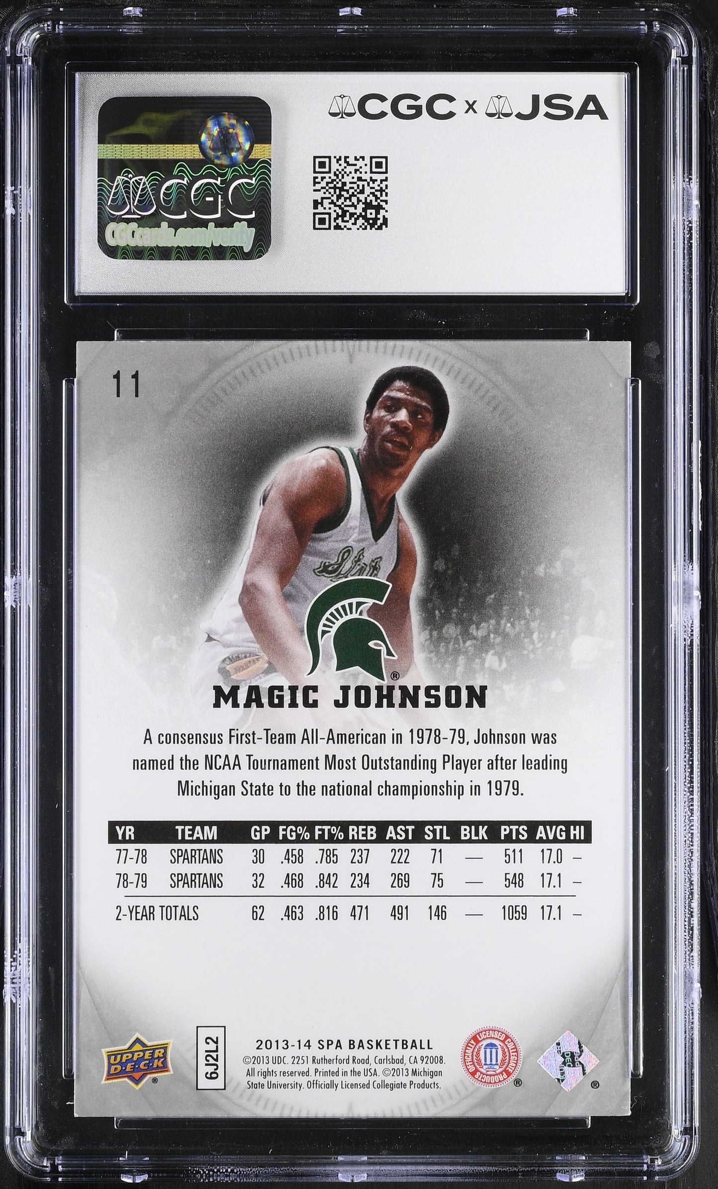 Magic Johnson 2013-14 SP Signed/Autographed Card #11 CGC x JSA 10 BA206497