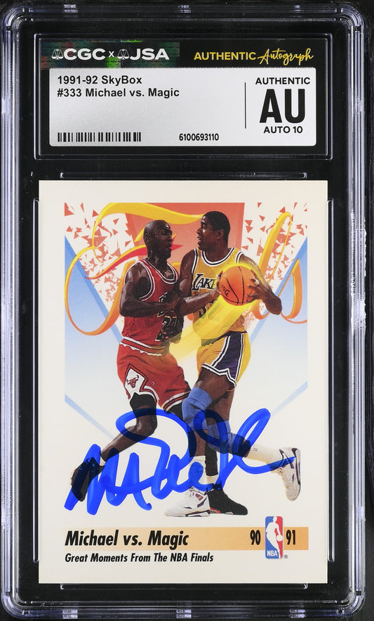Magic Johnson 1991-92 Skybox Signed/Autographed Card #333 CGC x JSA 10 BA206498