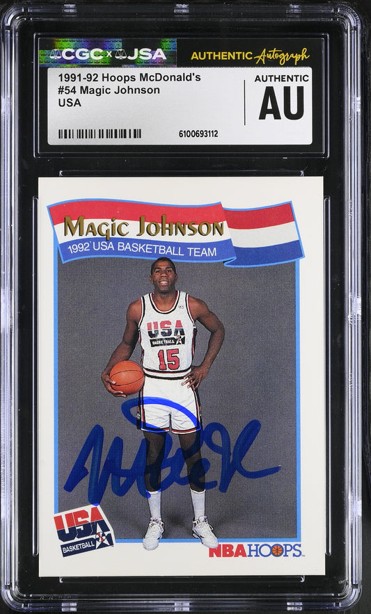 Magic Johnson 1991-92 Hoops McDonalds Signed/Auto Card #54 CGC x JSA BA206500