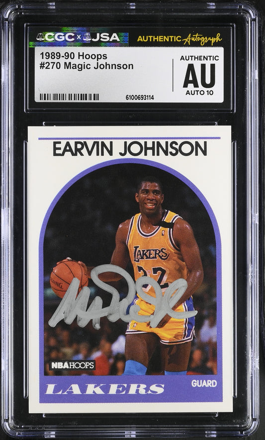 Magic Johnson 1989-90 Hoops Signed/Autographed Card #270 CGC x JSA 10 BA206502