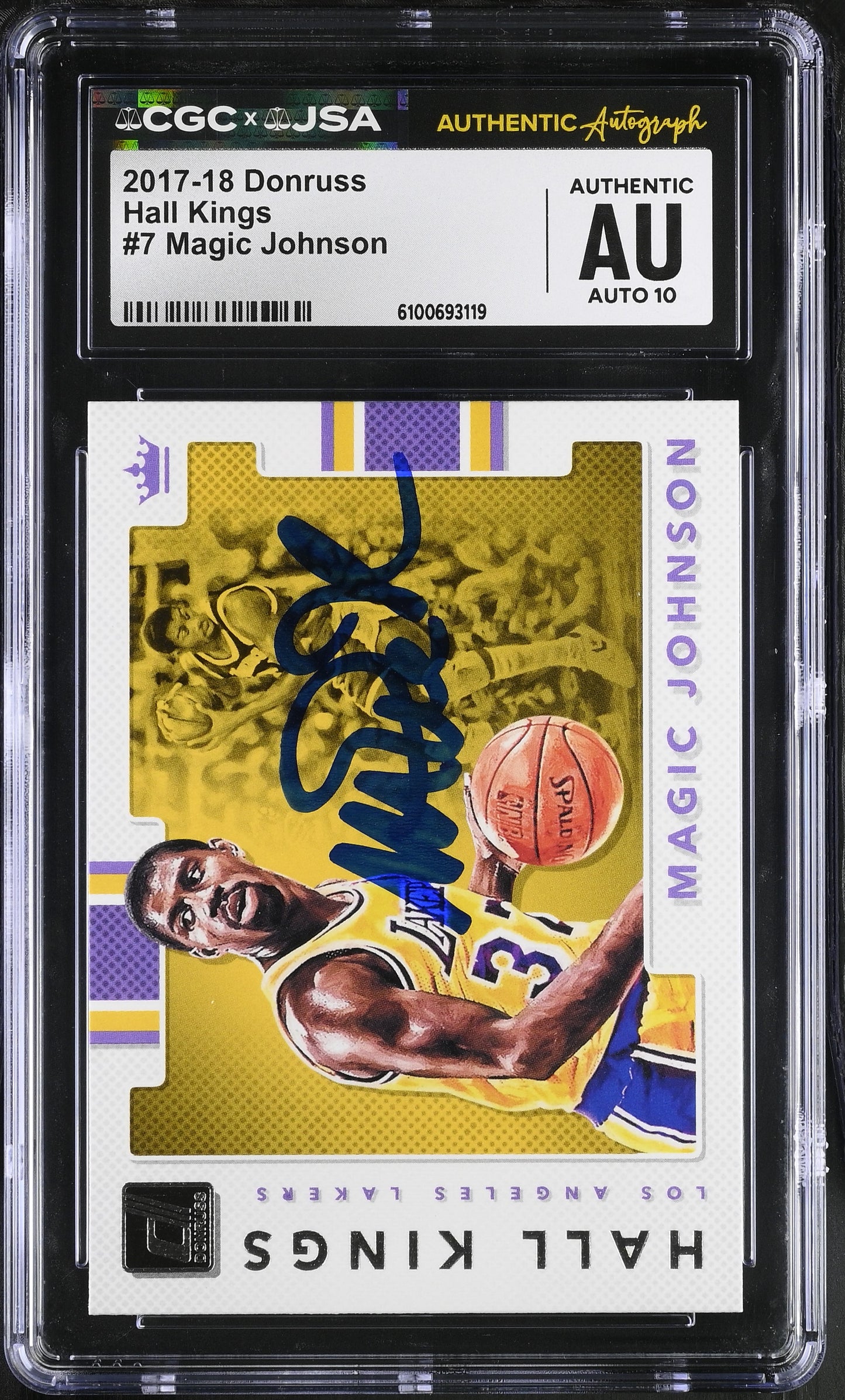 Magic Johnson 2017-18 Donruss Signed/Auto Card #7 CGC x JSA 10 BA206507