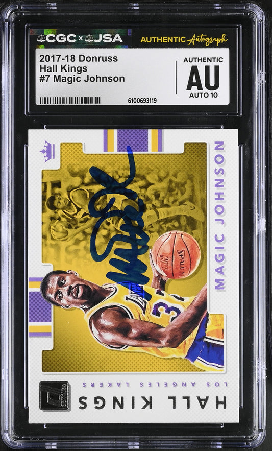 Magic Johnson 2017-18 Donruss Signed/Auto Card #7 CGC x JSA 10 BA206507